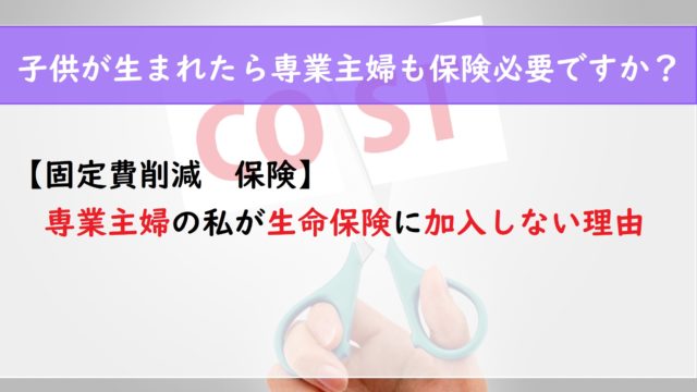 【固定費削減　保険】専業主婦の私が生命保険に加入しない理由